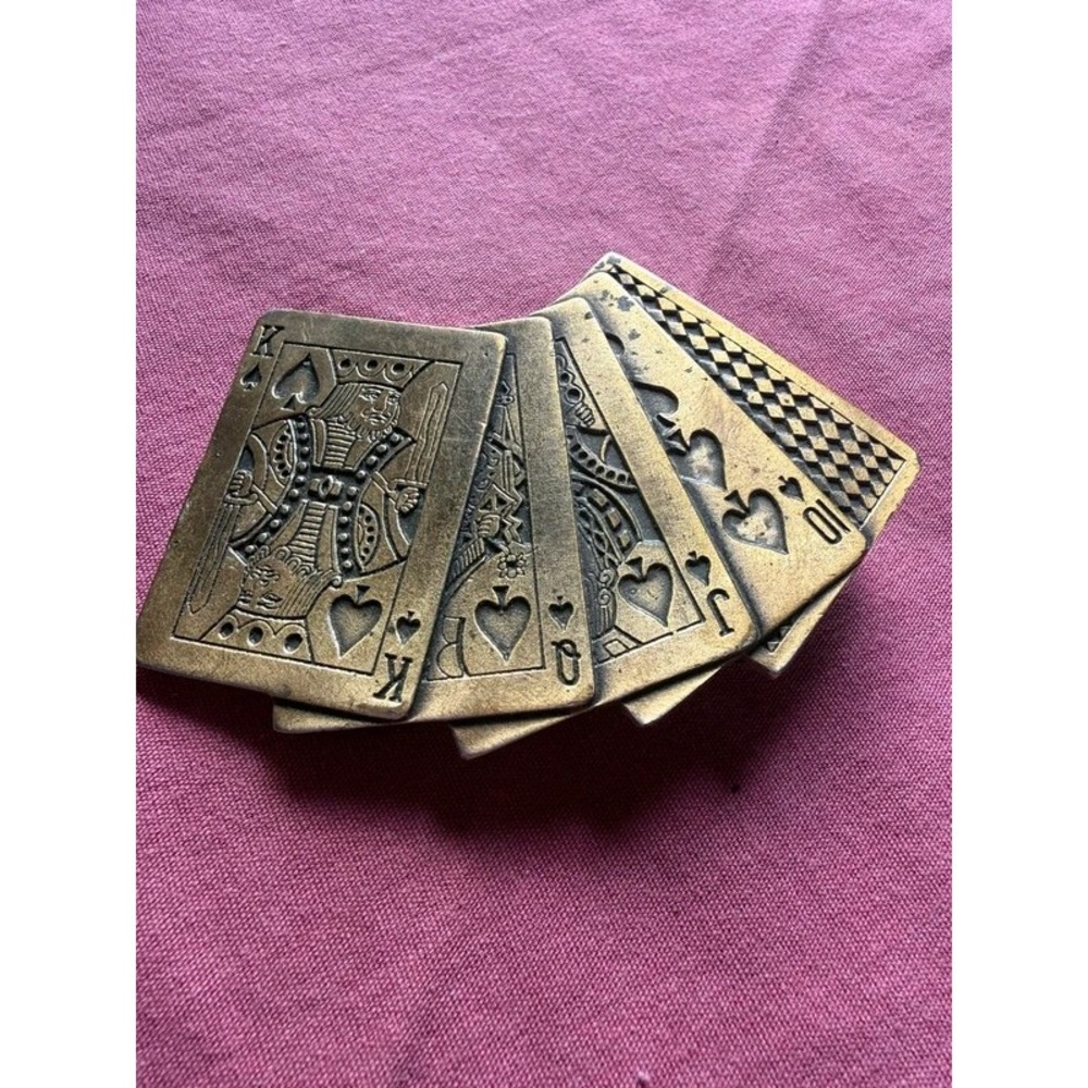 Great American Buckle Royal Flush Playing Cards Brass Belt Buckle